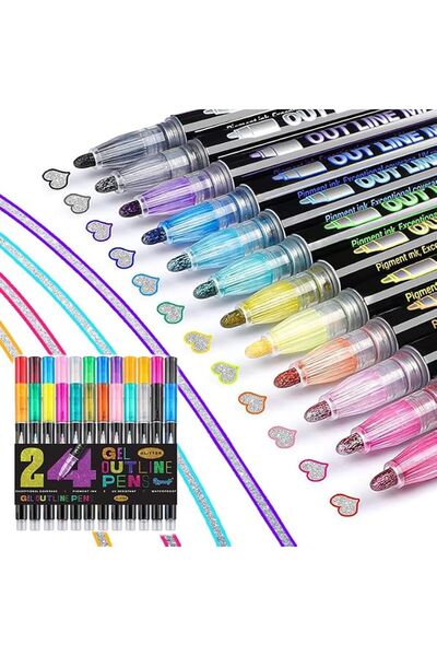 GENERAL Metallic Glitter Marker Pen Set, 12/24/36 Color Dual-Tip Sparkle Pens...