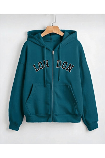 Vordevia London Printed 3 Thread Combed Cotton Hooded Oversize Cardigan