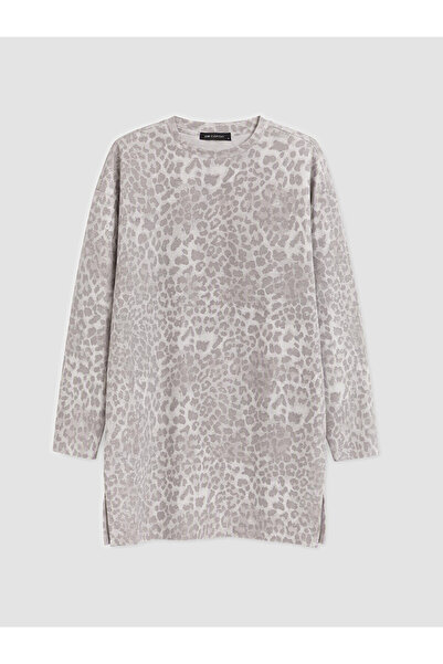 LC Waikiki Nevavm Farkıyla Lcw Everyday Gray Diving Fabric Leopard Oversize W...