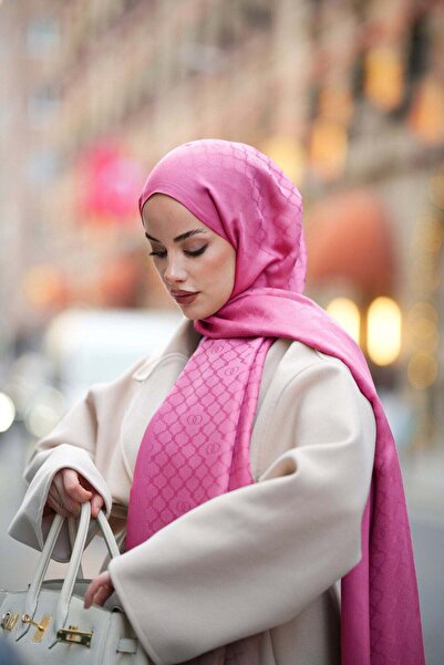 Imannoor Window Cage Pink Ramy Jacquard Shawl 70X210