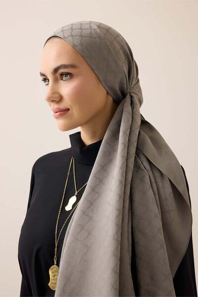 Imannoor Window Cage Anthracite Ramy Jacquard Shawl 70X210