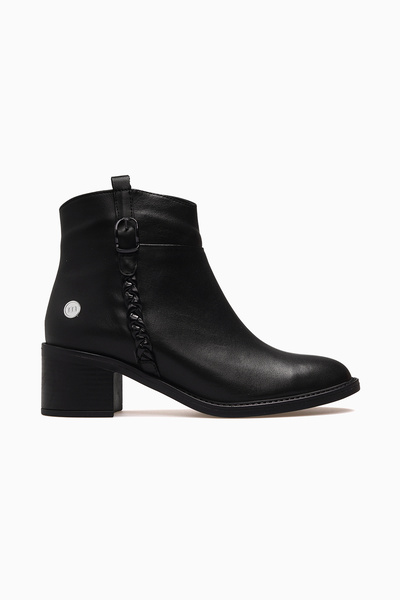 Mammamia Women's Leather Boots with Knitted Side Detail and Thick Heel 26K D2...