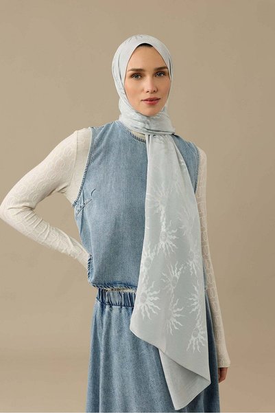 Imannoor Güneş Doğarken Gray Shiny Jacquard Shawl 70X200