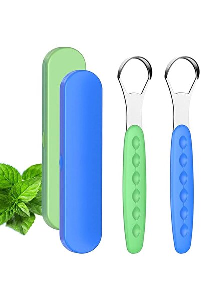 NALACAL Premium Stainless Steel Tongue Scraper Set - 2 Pack Metal Cleaners wi...