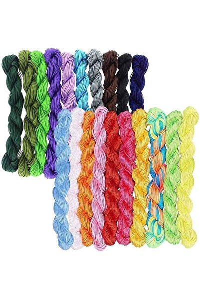 EXCEFORE 20 PCS 1mm Waxed Polyester Cord, Nylon Beading String, Crafting Macr...