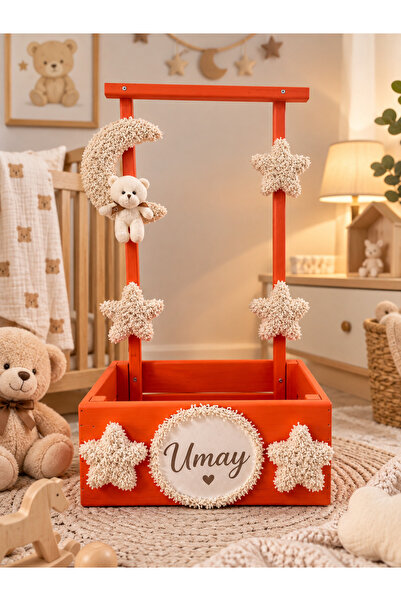 Umay Craft Kişiye Özel Premium Turuncu Renk Bebek Sepeti / Teyze - Hala Sepet...