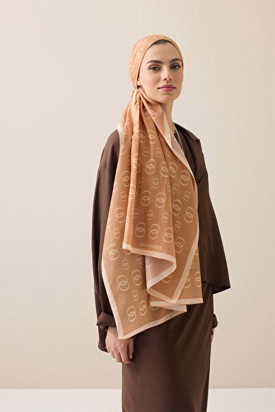Imannoor Chain Logo Camel Hair Cotton Floss Shawl 70X210