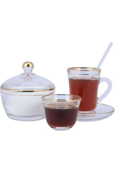 GENERAL Alsaifgallery Glass Tea and Coffee Serving Set with Golden Font, 26-P...
