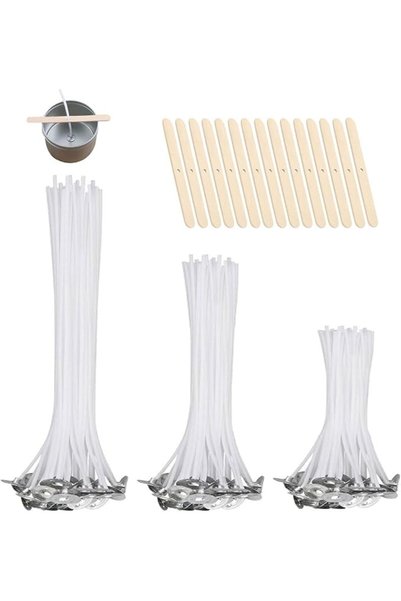 GENERAL Candle Wick Set 150Pcs, Smokeless Bulk Candle Wicks 12/15/20cm Pre-Wa...