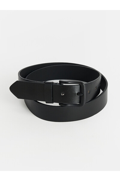 LC Waikiki Nevavm Black Plain Men's Belt with Difference
