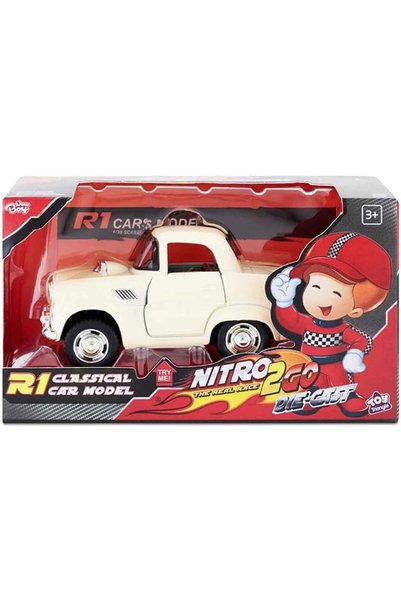 Nitro2go نموذج سيارة كلاسيكية R1 مصبوبة من السبائك بمقياس 1:38، لعبة سيارة تع...