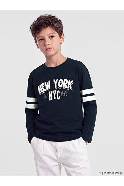 LC Waikiki Two Mt Shop Quality Lcw Kids Navy Blue Combed Cotton Color Block L...