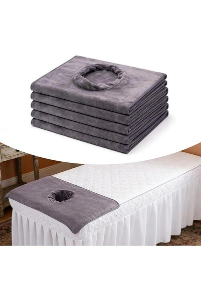 ALMEKAQUZ Massage Table Cover Towel with Face Cradle Hole, 5 Pack Microfiber ...