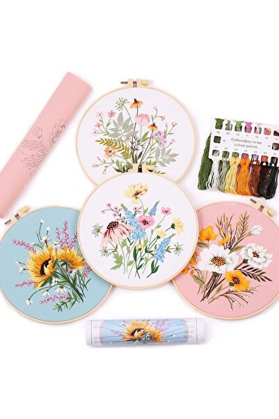 MAKINGTEC Embroidery Kit for Beginners, Hand DIY Cross Stitch Kits, Plants Fl...