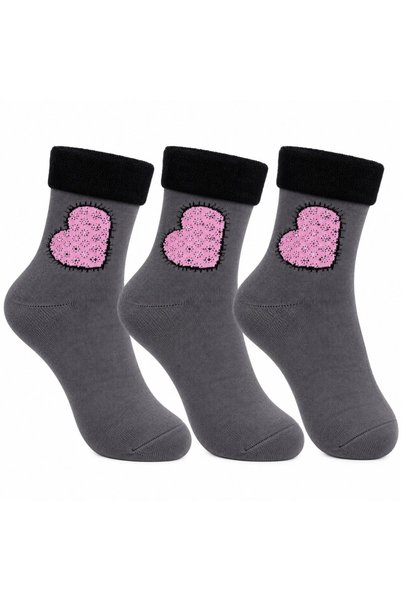 Şerife Hanım 3-Piece Women's Winter Towel Socks Set, Warm, Soft, Mixed Patter...