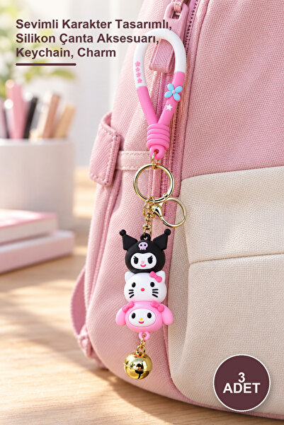 Yenilig 3 Pieces Hello Kitty Silicone Keychain – Cute Character Design, Silic...