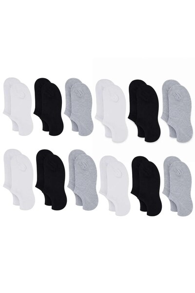 Şerife Hanım Women's Bamboo 12-Pack Seamless Ballerina Socks Black White Gray...