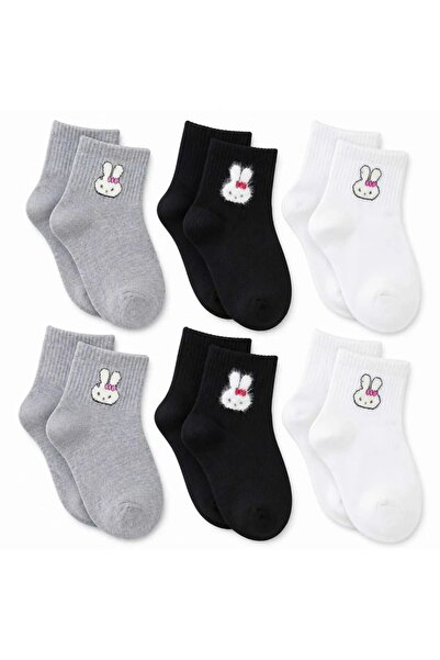 Şerife Hanım Women's Rabbit Patterned Short Socks, Pack of 6 |   80% Cotton S...