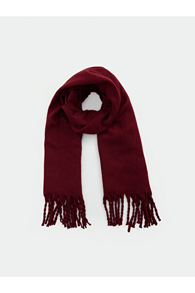 LC Waikiki Nevavm Burgundy Knitwear Plain Women's Scarf with a Difference