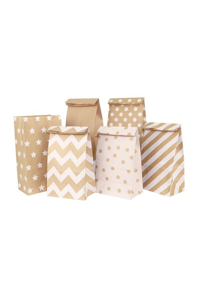 Choice19 6pcs Mix style 6/12/24pcs Mixed Style Kraft Paper Gift Bags Cookie C...