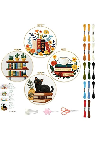 Generic Flower Embroidery Kit for Beginners 4 Pack Embroidery Starter Kit for...
