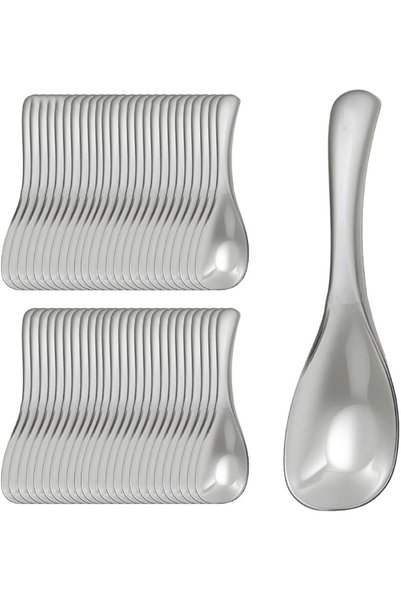 SYOSI Disposable Plastic Soup Spoons, Heavy Duty Wide Style Dessert Spoons, F...