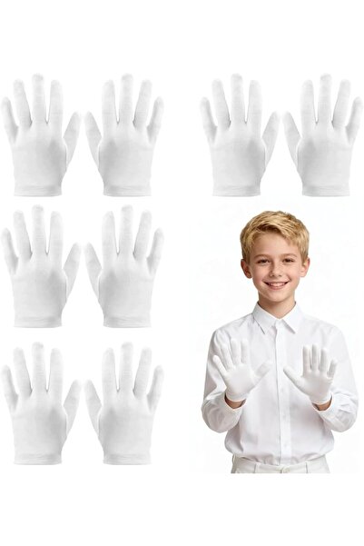 TERRIFI 4 Pcs White Kids Gloves, Cotton Moisturizing Hand Care, Reusable Nigh...