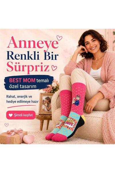Generic Brand Best Mom Women's Socks 36-40 Cotton Seamless Toe Pop Art Patterned Colorful Socks Gift Socks