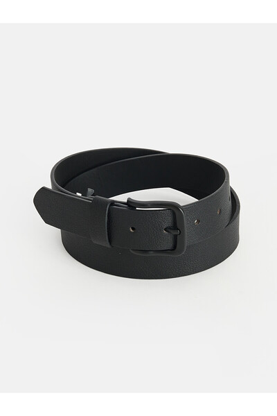 LC Waikiki Nevavm Black Plain Men's Belt with Difference