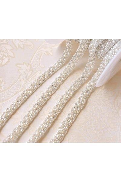 Tazweeq Pearl Beaded Trim, Bridal Lace, Ribbon Trimming Edge, Tape for Craft,...