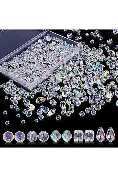 KASTWAVE 600 Pcs Glass Beads, for Jewelry Making, Assorted Multi-Size Crystal...
