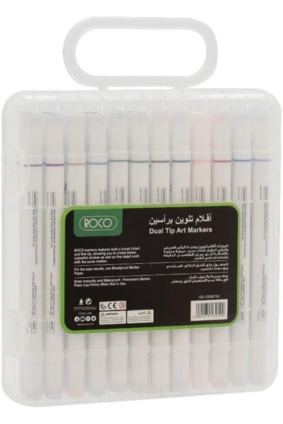 Roco مجموعة أقلام رسم جرافيك توين تيب، 24 قطعة، متعددة الألوان