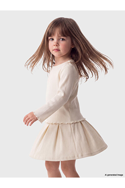 LC Waikiki Two Mt Shop Quality White Plain Narrow & Slim Long Sleeve Girls' T...