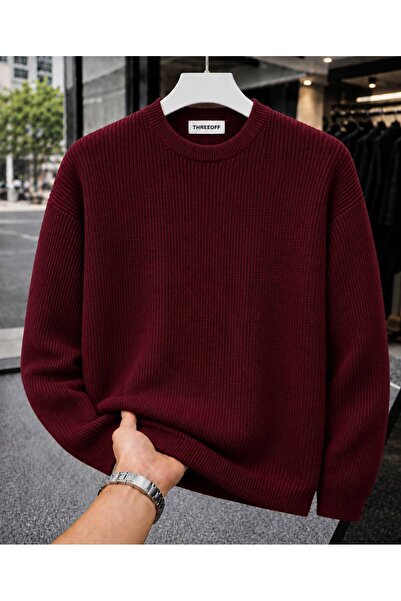 threeoff Men's Crew Neck Knitwear Premium Sweater