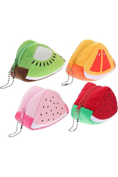 TERRIFI 4pcs 3D Cartoon Coin Purse Set, Creative Fruit Shape Wallets, Waterme...