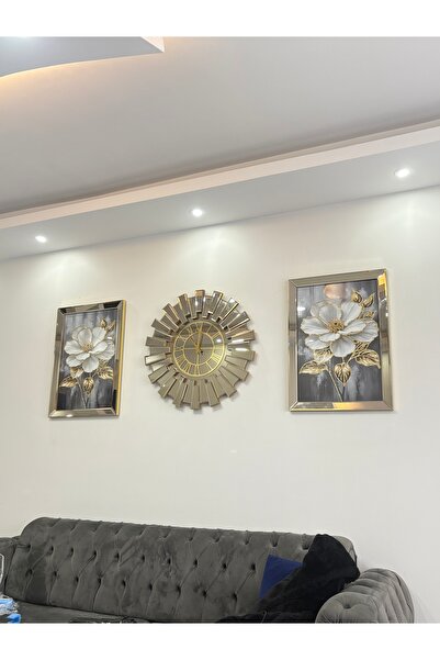 Genel Markalar PİYANO SAAT İKİ ADET TABLO 3LÜ SET 40x60CM TABLO 60X60CM SAAT ...