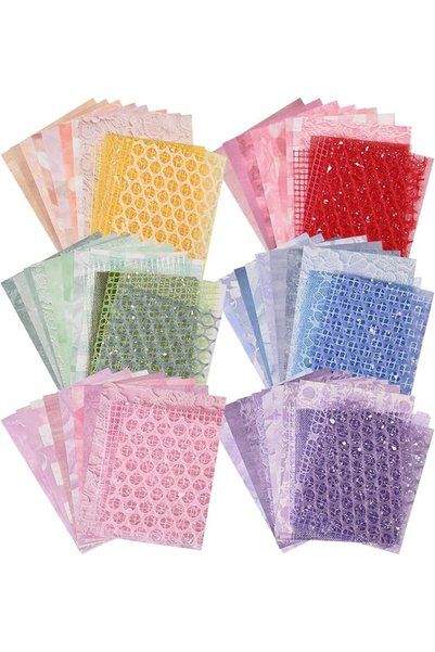 KASTWAVE Vintage Textured Scrapbook Paper & Mesh Fabric Set 90 Sheets, 5x7 in...