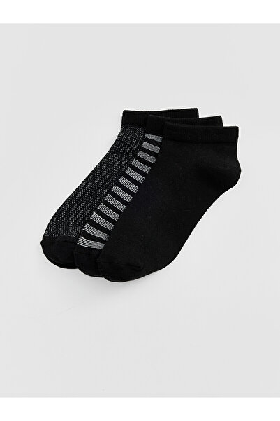 LC Waikiki Nevavm Black Patterned 3-Pack Men's Bootie Socks with Difference