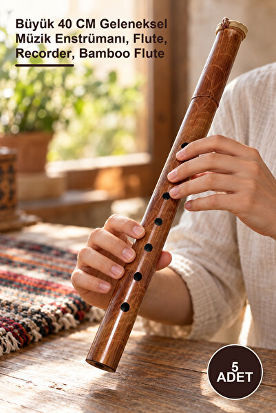 Yenilig 5 Adet Bambu Flüt – Büyük 40 CM Geleneksel Müzik Enstrümanı, Flute, Recorder, Bamboo Flute