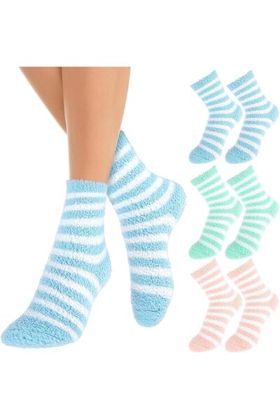 Yelajoy Aloe Infused Moisturizing Socks, Coral Fleece, 3-Pack, Size 28.5cm, F...