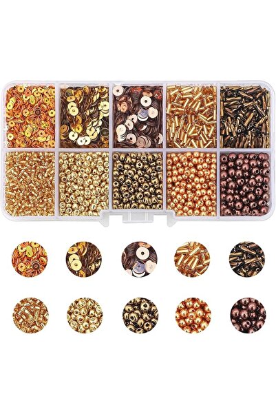 TERRIFI 120g Assorted Beads & Sequins Kit, Premium Mixed Glass Seed Beads, Bu...