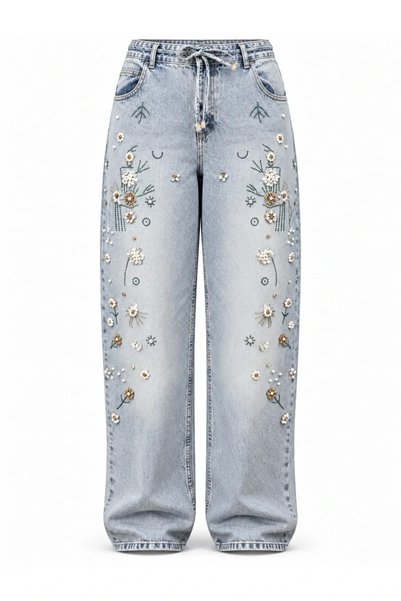 BRGCLOTHING Stone Embellished Balloon Fit Jean