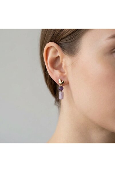 Vesce Atelier Heart Detailed Natural Stone Earrings