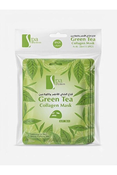 Spa System قناع الوجه بالشاي الأخضر والكولاجين - 28 مل × 5 قطع