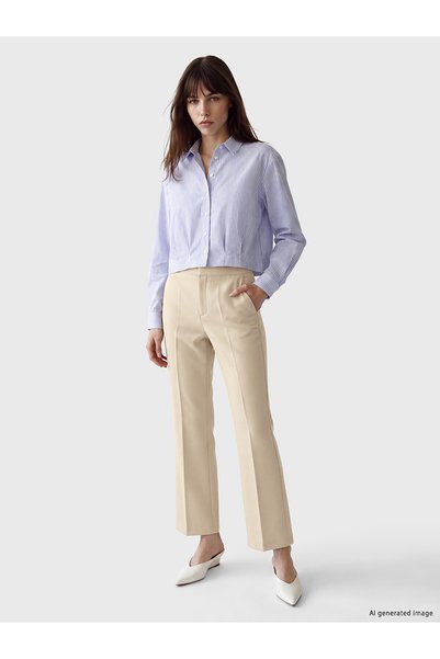 LC Waikiki LCW Vision Beige Solid Standard & Regular Flared Women's Pants, Fe...