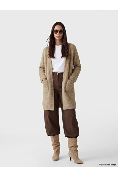 LC Waikiki Nevavm Farkıyla Lcw Everyday Beige Knitwear Plaid Women's Cardigan