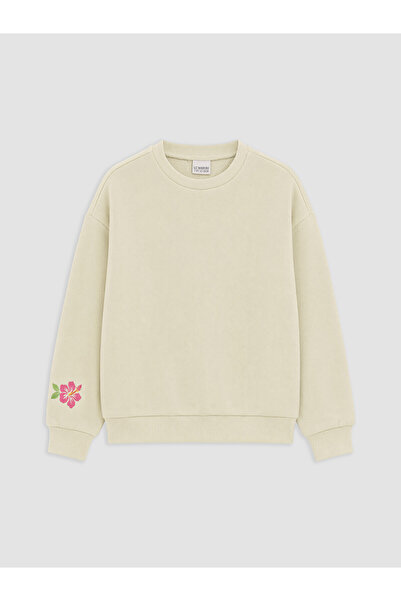 LC Waikiki Gencc Quality Turquoise Floral Girls' Sweatshirt