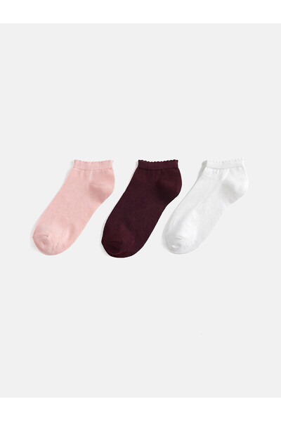 LC Waikiki Nevavm Pink Plain 3-Pack Women's Booties Socks with a Difference