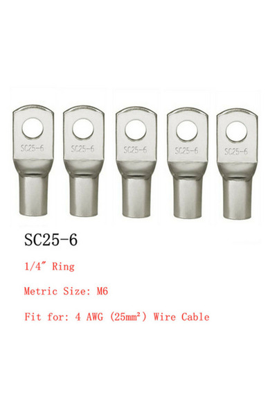 Choice 20PCs 25-6 20PCS 4-25mm Assortment Tinned Copper Lugs Ring Crimp Termi...