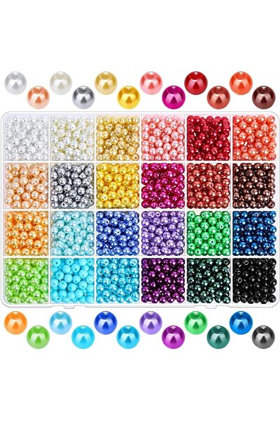 KASTWAVE Pearl Beads for Jewelry Making, 1200PCS Round Glass Pearls Beads wit...